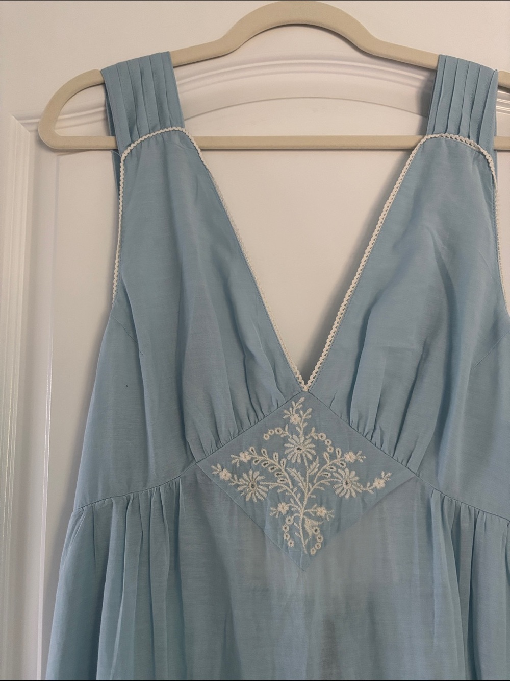 Anthropologie Light Blue Maxi Dress with Embroidered Bodice - Picture 2 of 4